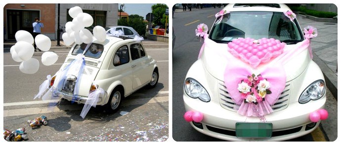 Декорирование свадебного автомобиля шарами
