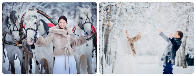Идеи зимней свадебной фотосессии с лошадьми